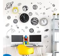 WandSticker4U®- Grand stickers muraux PLANETES de L'ESPACE noir grand I (170x80 cm) I Autocollant mural planètes espace galaxie I Déco murale chambre adolescente chambre enfant garçon fille XXL COOL