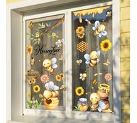 WandSticker4U®- Stickers fenêtre enfant FLEURS & ABEILLE printemps I Stickers vitres décoratifs abeilles autocollant fenêtre enfant I Décoration printemps été chambre bébé (statique, non adhésif)
