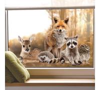 WandSticker4U®- Stickers fenêtre noël ANIMAUX d'HIVER (58x45 cm) I Autocollant de Noël fenêtre animaux renard cerf raton laveur I Stickers vitres décoratifs enfant déco fenêtre Noel électrostatique