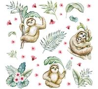 WandSticker4U®- Stickers muraux enfants animaux de la forêt PARESSEUX (78x72 cm) I Autocollant mural animaux jungle branche arbre feuilles I Déco murale chambre bébé fille garçon enfants crèche