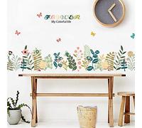 WandSticker4U®- Stickers muraux enfants FLEURS & HERBE (169x 45 cm) I colorés plantes papillon I autocollant sticker mural pour salon chambre d'enfant filles cuisine meubles adulte ado