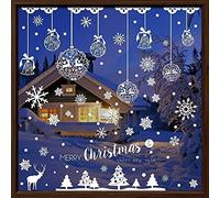 WandSticker4U®- XXL Stickers fenêtre Noël BOULES de NOËL et FLOCONS de NEIGE blanc I Autocollant fenêtre Noël enfant réutilisables I Décoration de Noel stickers vitres vitrine électrostatique GRANDE