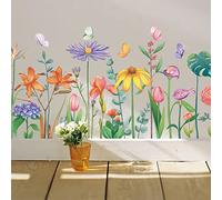 WandSticker4U®- XXL Stickers muraux enfant FLEURS SAUVAGES multicolores (111x48 cm) I Autocollant mural fleur fille printemps été papillons I Déco murale chambre fille bébé enfant crèche ado