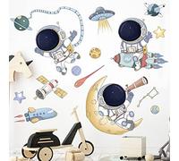 WandSticker4U®- XXL Stickers muraux enfants ASTRONAUTE bébé (87x79 cm) I Autocollant mural espace planète galaxie fusée lune I Déco murale chambre bébé garçon fille enfant crèche COOL