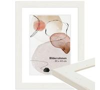 WANDStyle Cadre photo bois rustique, cadre blanc, cadres photo 24x30 cm mural, encadrement tableau 30x24 cm, cadres pour photos et posters, encadrement à suspendre, H750 - Made in Germany