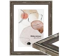 WANDStyle Cadre photo bois vintage, cadre A4 argenté, cadres photo 21x30 cm mural, encadrement tableau 30x21 cm, cadres pour photos et posters, encadrement à suspendre, H450 - Made in Germany