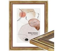 WANDStyle Cadre photo bois vintage, cadre doré, cadres photo 15x15 cm mural, encadrement tableau 15x15 cm, cadres pour photos, encadrement à suspendre et à poser, H450 - Made in Germany
