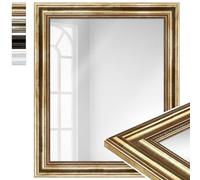 WANDStyle Grand Miroir Mural rectangulaire, Miroir sur Pied Chambre 50x60 cm, avec Cadre doré en Bois, à Suspendre et à appuyer Contre Le Mur, Vintage Mirror H550 - Made in Germany
