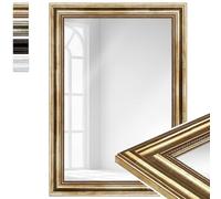 WANDStyle Grand Miroir Mural rectangulaire, Miroir sur Pied Chambre 50x70 cm, avec Cadre doré en Bois, à Suspendre et à appuyer Contre Le Mur, Vintage Mirror H550 - Made in Germany