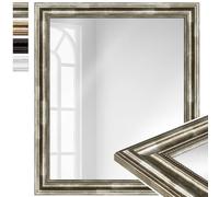 WANDStyle Grand Miroir Mural rectangulaire, Miroir sur Pied Chambre 60x70 cm, avec Cadre argenté en Bois, à Suspendre et à appuyer Contre Le Mur, Vintage Mirror H550 - Made in Germany
