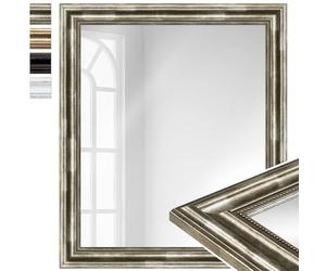 WANDStyle Grand Miroir Mural rectangulaire, Miroir sur Pied Chambre 60x70 cm, avec Cadre argenté en Bois, à Suspendre et à appuyer Contre Le Mur, Vintage Mirror H550 - Made in Germany