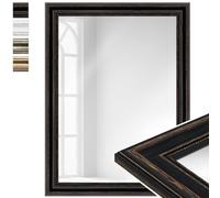 WANDStyle Grand Miroir Mural rectangulaire, Miroir sur Pied Chambre 60x80 cm, avec Cadre Noir en Bois, à Suspendre et à appuyer Contre Le Mur, Vintage Mirror H550 - Made in Germany