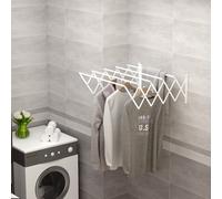 Wandtrockner HOMCOM 575cm en Métal Blanc Séchoir Efficace et Résistant Compact pour Intérieur et Extérieur 635x60x20cm