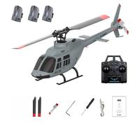 WANENGEDIY A60 BELL 206 Hélicoptère radiocommandé à l'échelle 1/42 classe 90 classe 2,4 G 4 CH Rotor Flybarless Mini hélicoptère télécommandé avec flux optique maintien d'altitude, avion RC pour