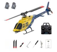 WANENGEDIY A60 BELL 206 Hélicoptère radiocommandé à l'échelle 1/42 classe 90 classe 2,4 G 4 CH Rotor Flybarless Mini hélicoptère télécommandé avec flux optique maintien d'altitude, avion RC pour