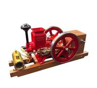 WANENGEDIY Hit and Miss Motor Modèle de moteur 3,6 cc rétro miniature monocylindre horizontal 4 temps avec système d'allumage et support d'affichage en bois, décoration de moteur agricole vintage (RTR