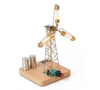 WANENGEDIY Lampe moulin à vent DIY avec ailes rotatives, projet de soudure électronique STEM, modèle en métal 3D à construire soi-même, sculpture mécanique pour bureau et amateurs de technique