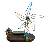 WANENGEDIY Lampe moulin à vent DIY avec lumière LED à changement de couleur, projet de soudure électronique STEM, modèle en métal 3D à construire soi-même, sculpture mécanique pour bureau et amateurs