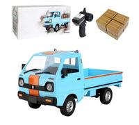 WANENGEDIY WPL D14 Mini camion télécommandé à l'échelle 1/10 2,4 G 4 WD avec 8 micro boîtes en carton et 2 batteries, pick-up tout-terrain RC tout-terrain pour adultes et jeunes cadeaux