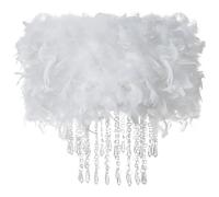 Waneway Plume Abat-jour avec Gouttes D'acrylique, Shade Moelleux pour Lampe de Plafond, Lampe Suspendue, Lustre, Décoration pour Chambre, Salon ou Couloir, Blanc