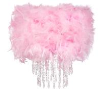 Waneway Plume Abat-jour avec Gouttes D'acrylique, Shade Moelleux pour Lampe de Plafond, Lampe Suspendue, Lustre, Décoration pour Chambre, Salon ou Couloir, Rose