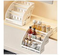 WANFANK Organisateur De Support À Épices Extractible, Étagère sous Armoire À 3 Niveaux, Support De Rangement De Cuisine Rétractable for Pots D'assaisonnement, Bouteilles, Comptoir(White,25cm)