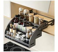 WANFANK Organisateur De Support À Épices Extractible, Étagère sous Armoire À 3 Niveaux, Support De Rangement De Cuisine Rétractable for Pots D'assaisonnement, Bouteilles, Comptoir(Black,25cm)