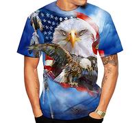 WANFJ T-Shirt 3D Printing Drapeau Aigle T-Shirt Graphique T-Shirt Imprimé 3D-XXL