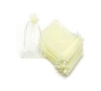 Wanfoou 100 PCS Sacs Organza 10x15cm, Pochettes Cadeau, Sachets pour Bijoux, Marriage, Noël, Bonbons (Blanc Cassé)