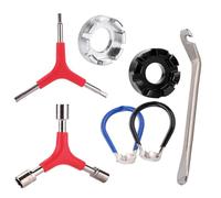 Wanfoou Clé à rayons de vélo portable avec 1 levier de pneu de vélo, kit de correction de jante de vélo, outils de poche pour réparation de vélo, 7 pièces au total