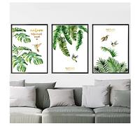Wanfoou Lot de 3 Affiches de Qualité Supérieure, Modern Wall Art Paintings for Living Room Home Decor Style Tropical Poster Green Leaves Decorative Picture(30 x 40 cm)