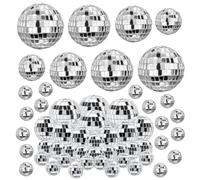 Wanfoou Lot de 54 boules disco à suspendre pour bar, fête, accessoires de scène, décorations d'intérieur, fêtes de Noël et fournitures (2/3/4/5 cm)