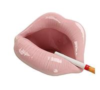 Wang-Data Cendriers créatifs en céramique avec lèvres style décoration d'intérieur (rose)