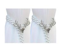 WANGBINGXING Embrasse pour Rideaux Une Paire d'embrasses de Rideaux avec des décorations Cerfs et Perles artificielles, utilisées for sécuriser Les dans Chambres à Coucher Salons(Silver)
