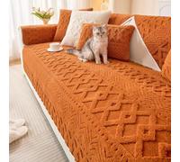 WANGCAIER Jacquard Plush Sofa Cover, Fluffy Fuzzy Couch Cover for Dogs, Soft Cozy Non Slip Sectional Sofa Slipcover, Washable Furniture Protector for Kids, Pets