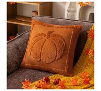 WANGCAIER Rust Red Pumpkin Fall Throw Pillow Covers Cute Halloween Cases Fur Farmhouse Cushion Maple Leaf Harvest Holiday Accent Cases for Home Bedroom Living Room Couch Bed(1 Piece 45x45cm,Orange)