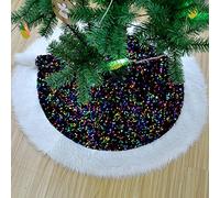 WANGCAIER Sequin Christmas Tree Skirt, Edge White Faux Fur Tree Mats for Christmas Tree Decoration Xmas Holiday Winter Home Ornament,120cm(47inch)