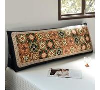 WANGCAIER Soft Velvet Backrest Pillow, Printed Daybed Pillows for Living Room, Triangular Headboard Pillow with Removable Cover, Fluffy Wedge Pillows for Bed