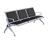 WANGCEPLSD Banc de Réception D'aéroport 3 Places, Banc de Salle D'attente avec Accoudoirs, Structure Stable, pour Hall D'entrée, Clinique, Salon de Coiffure(Black)