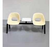 WANGCEPLSD Chaises d'accueil a 2 Places, Banc de Réception Élégant, avec Dossier, Assise en PP, pour Aéroports, Marchés, Banques et Hôpitaux(Beige)