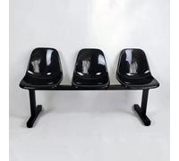 WANGCEPLSD Chaises de Bureau 3 Places pour Visiteurs, Chaises de Réception Colorées et Résistantes, Assise en PP, Pieds en Acier, pour Restaurants, Parcs, Halls D'immeubles de Bureaux(Black)