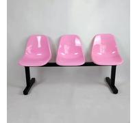 WANGCEPLSD Chaises de Bureau 3 Places pour Visiteurs, Chaises de Réception Colorées et Résistantes, Assise en PP, Pieds en Acier, pour Restaurants, Parcs, Halls D'immeubles de Bureaux(Pink)