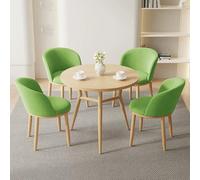 WANGCEPLSD Ensemble Table et 4 Chaises, Table de Réception de Bureau, Revêtement des Chaises en Tissu a Poils Courts, Dossier en Forme de U, pour Les Repas, Les Jeux et Les Réceptions(Green)