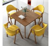 WANGCEPLSD Ensemble Table et 4 Chaises, Table de Reunion, Plateau en MDF, Pieds en Acier au Carbone, Idéale pour Bar, Balcon, Chambre, Bibliothèque, Salle de Billard(Yellow)