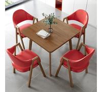 WANGCEPLSD Ensemble Table et 4 Chaises, Table de Reunion, Plateau en MDF, Pieds en Acier au Carbone, Idéale pour Bar, Balcon, Chambre, Bibliothèque, Salle de Billard(Red)