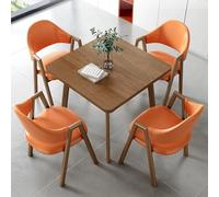 WANGCEPLSD Ensemble Table et 4 Chaises, Table de Reunion, Plateau en MDF, Pieds en Acier au Carbone, Idéale pour Bar, Balcon, Chambre, Bibliothèque, Salle de Billard(Orange)