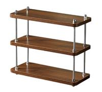 WANGCEPLSD Etagere Bureau en Paulownia, Desk Shelf a 3 Niveaux de Style Vintage, Hauteur D'étagère Réglable, pour Cosmétiques, Bouteilles d'eau, Cafetières, Livres(35x15x30cm)