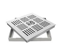 WANGCEPLSD Plaque Egout Septique Carré en Acier Inoxydable 201, Couvercle de Regard avec Base et Orifices de Drainage, pour Allée et Cour(50x50cm/20x20in)