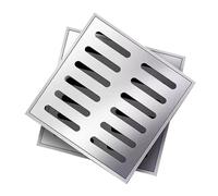 WANGCEPLSD Regard de Visite et Cadre, Couvercle de Regard Septique Carré avec Base, Acier Inoxydable 304, pour Allée, Cour, Trous de Drainage a Double Rangée(25x25cm/10c10in)