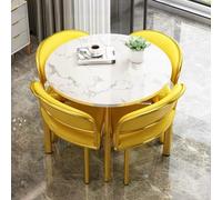 WANGCEPLSD Table a Manger avec 4 Chaises, Table Ronde de Conférence avec 4 Chaises, Structure en Acier au Carbone, pour La Réception, Le Coin Petit Déjeuner Ou Le Salon(Yellow)